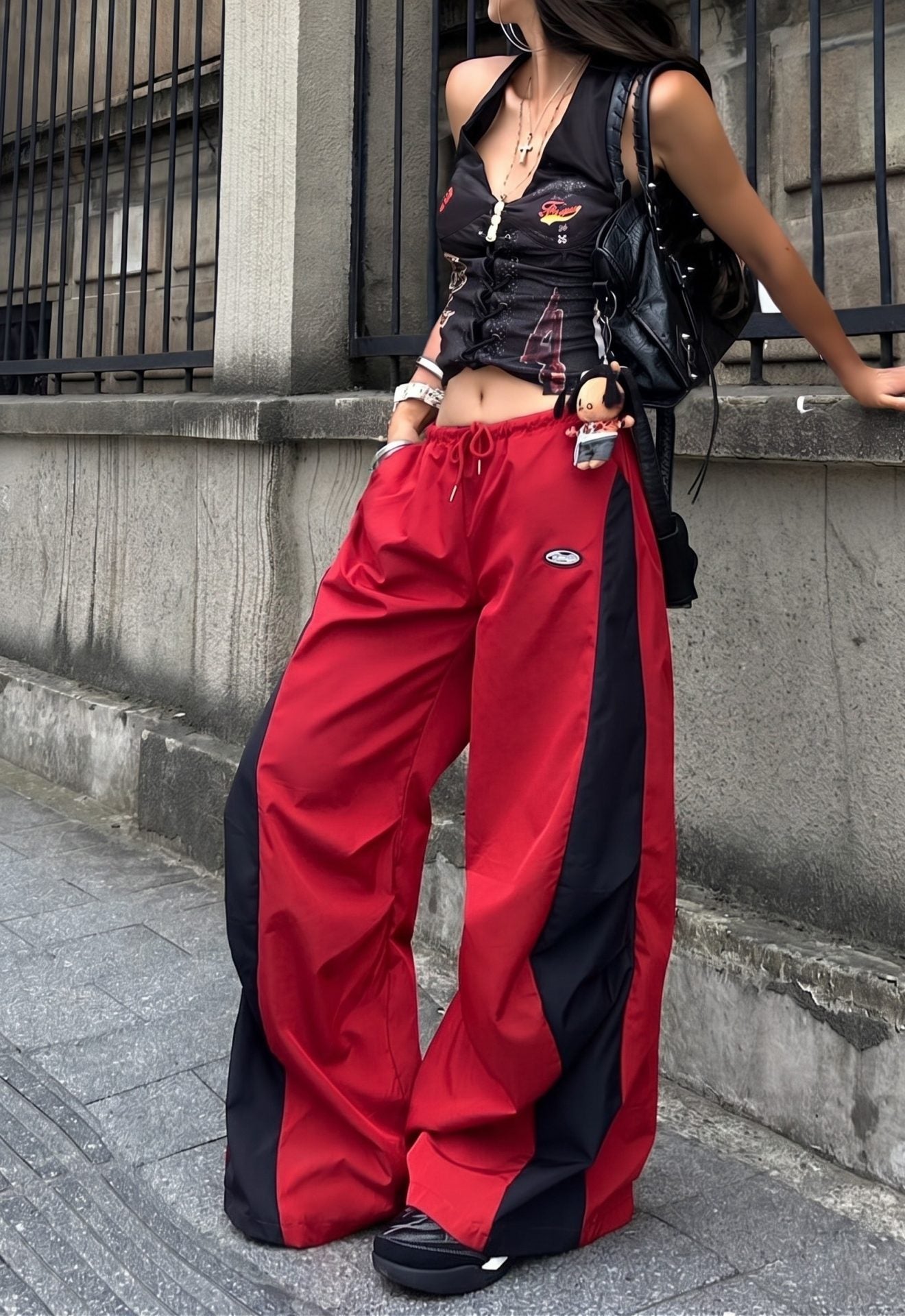 "Lasha" Red Panel Italian Pant