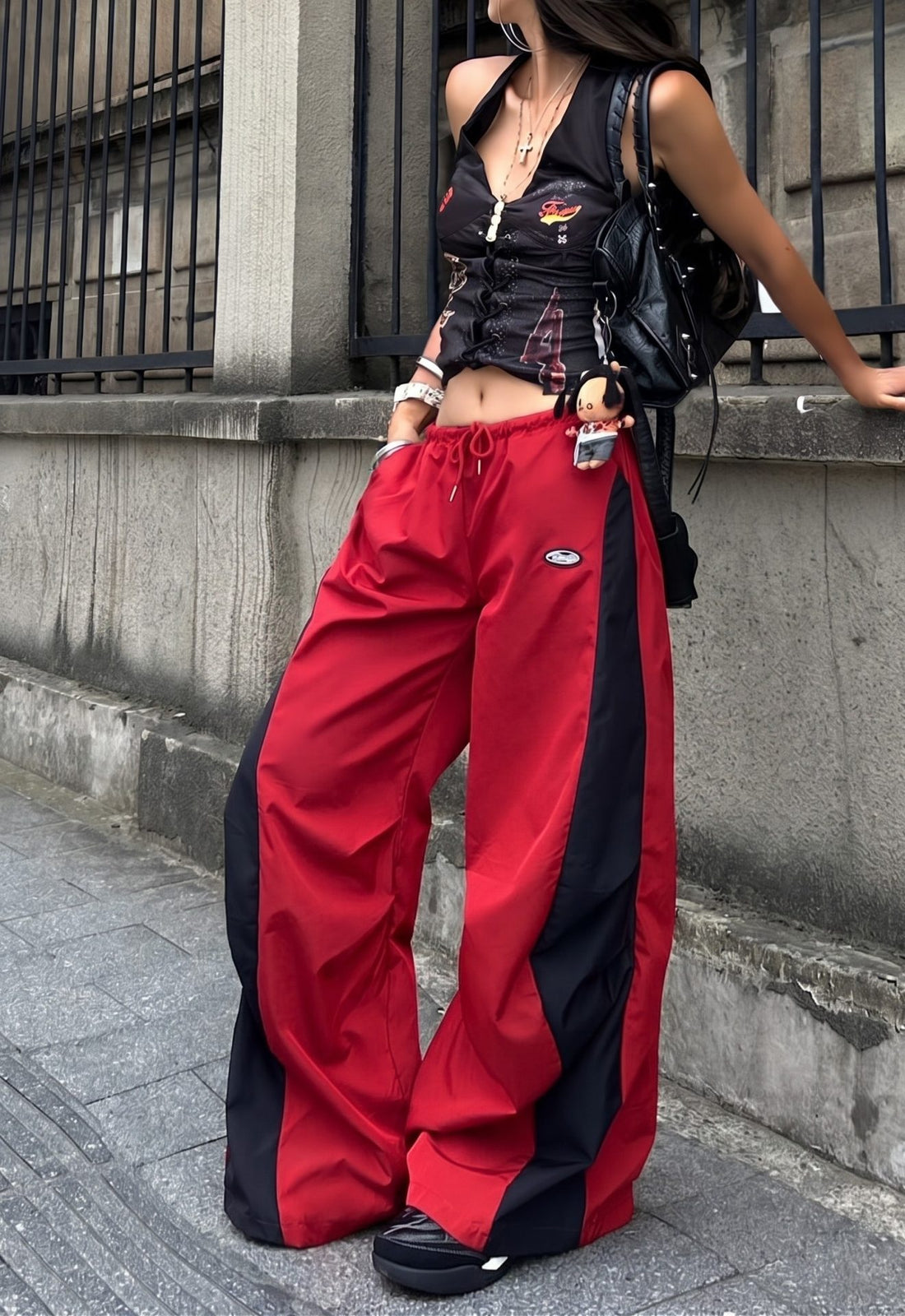 "Lasha" Red Panel Italian Pant