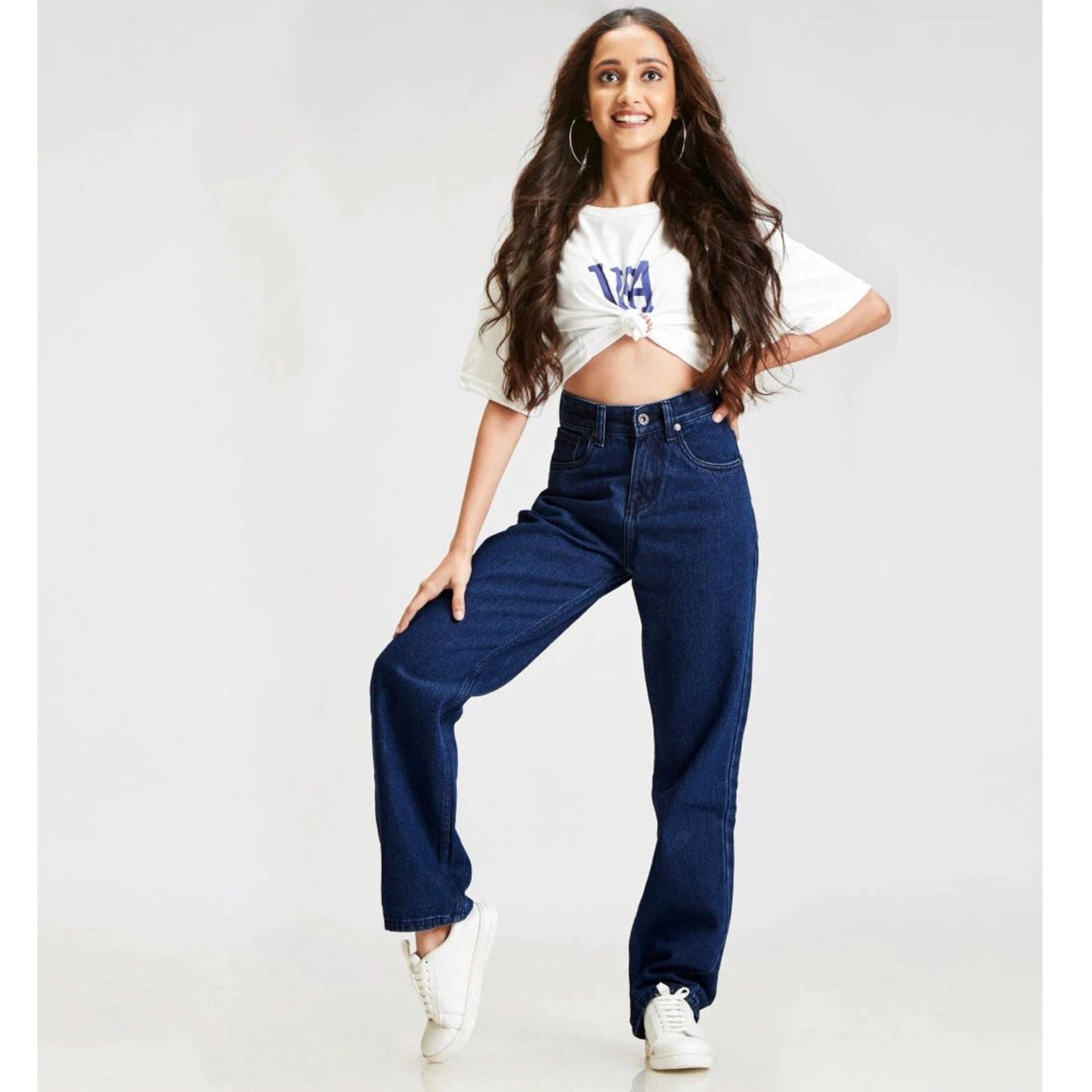 Dark Blue Loose Fit High Waist Jeans