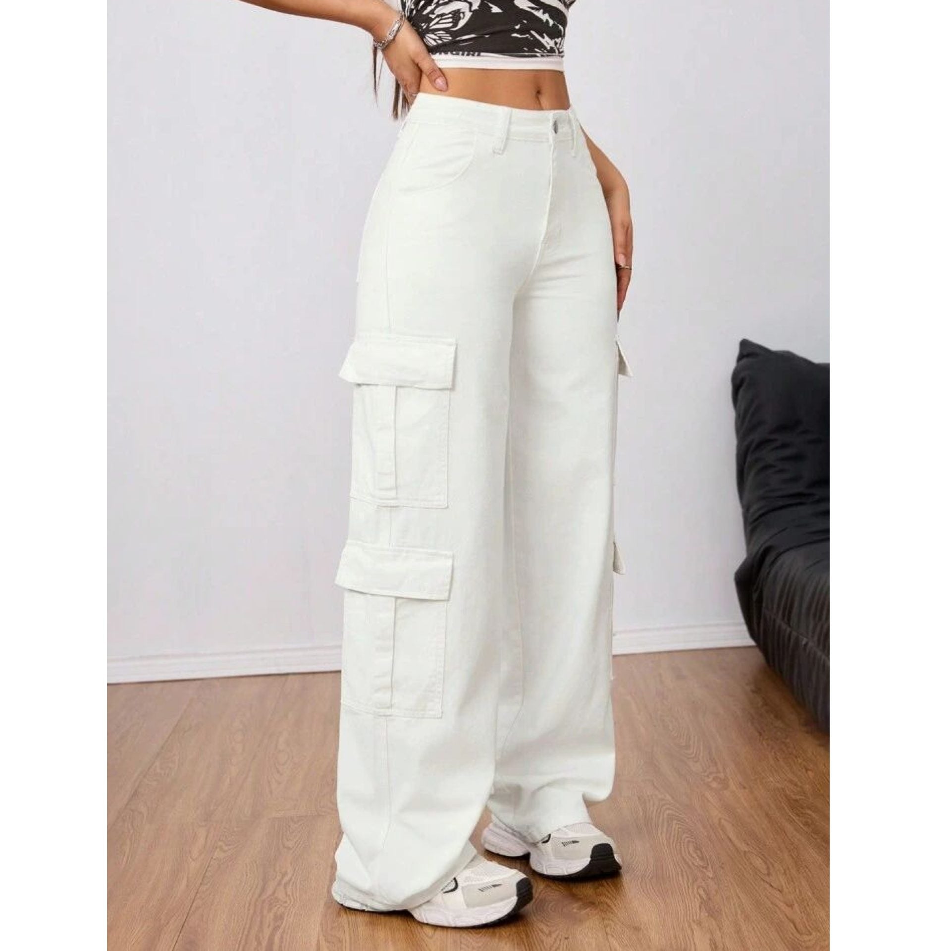 "Nymph" MultiPocket White Cargo Pant