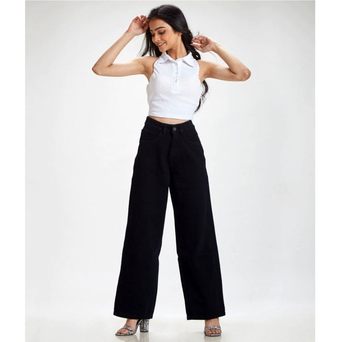 Black Wide Leg High Waist Jeans