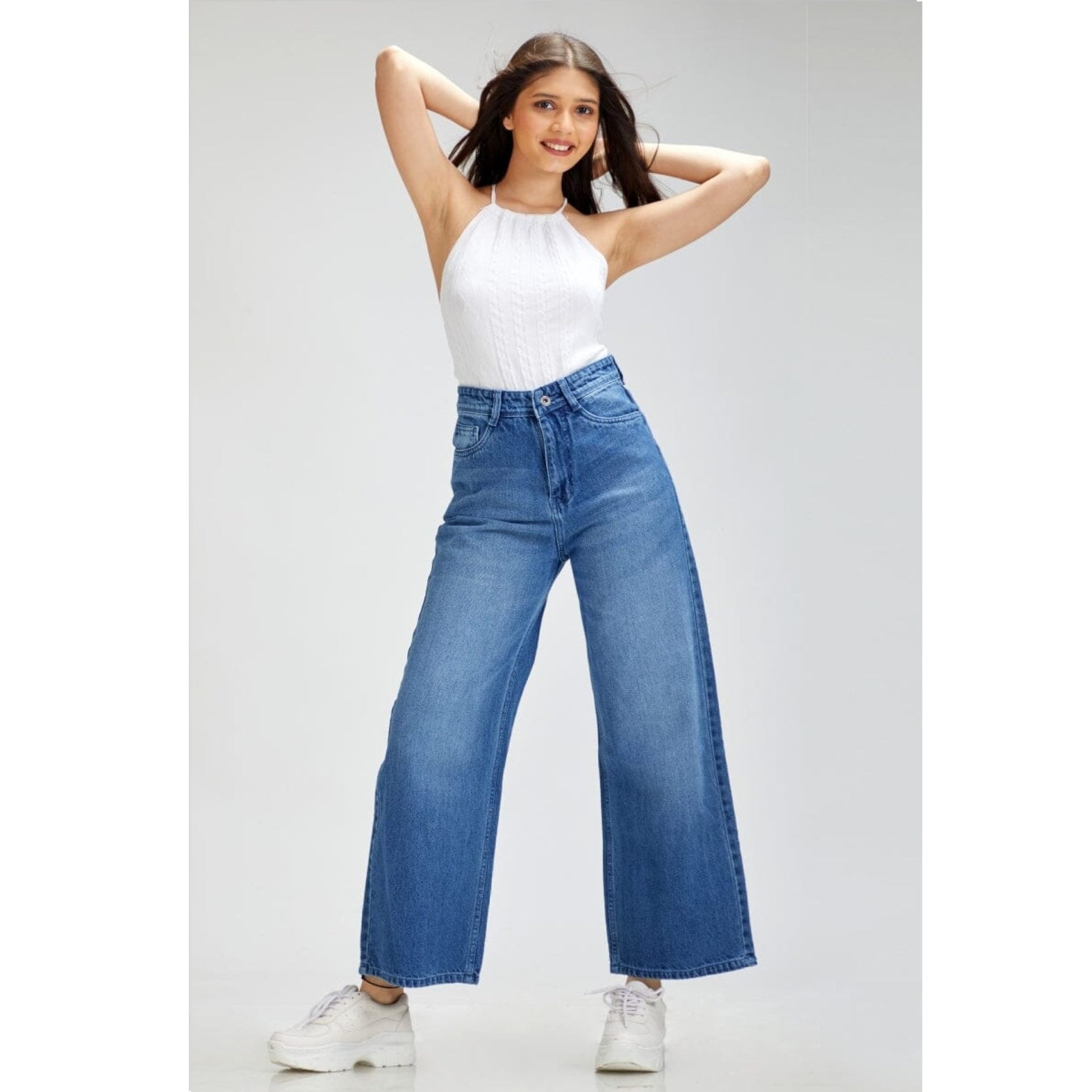 *New Arrival* Mid Blue Wide Leg High Waist Jeans (Copy)