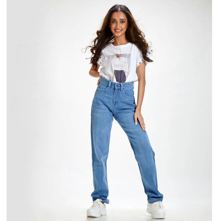 Light Blue Loose Fit High Waist Jeans
