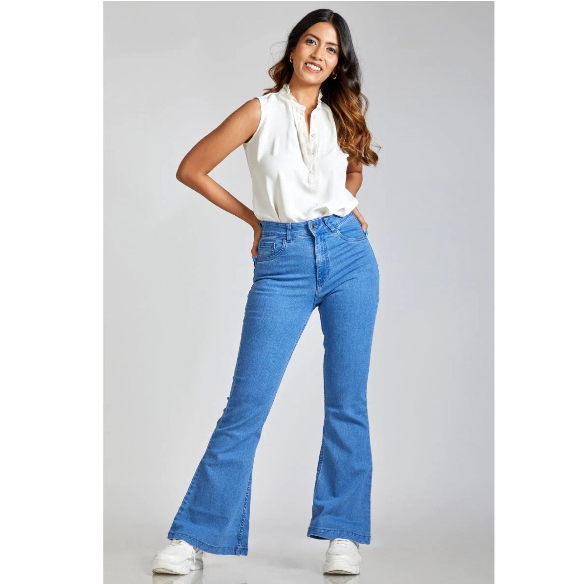 *New Arrival* Bell Bottom Mid Blue High Waist Jeans