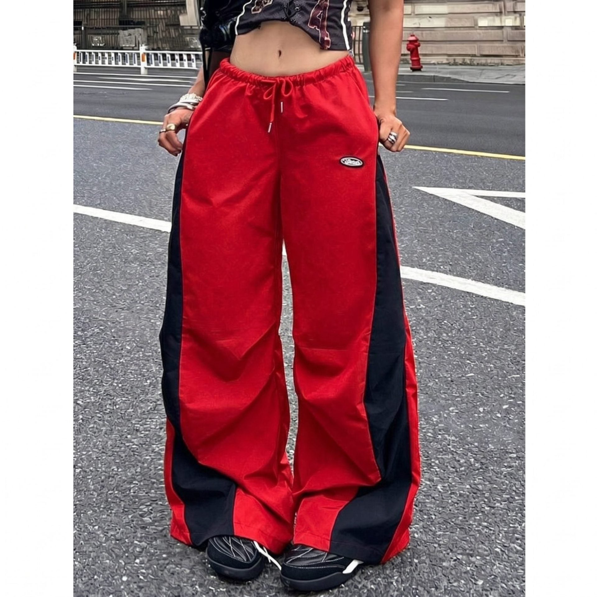 "Lasha" Red Panel Italian Pant