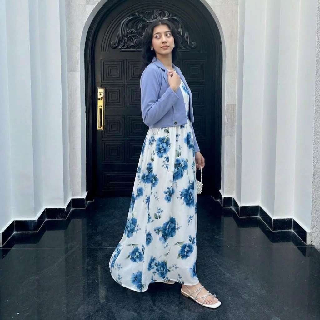 "Eleganza" 2-Piece Maxi Dress with Shrug