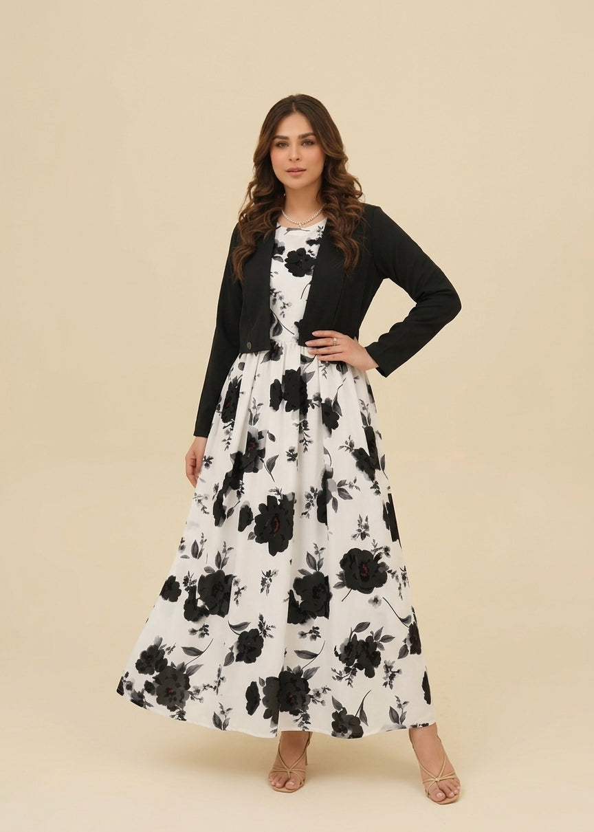 "Avvenenza" 2-Piece Maxi Dress with Shrug