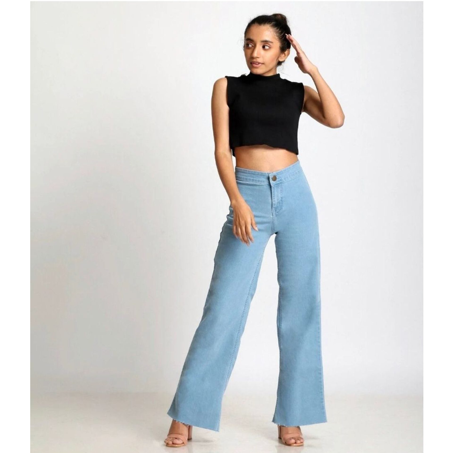 Light Blue Wide Leg High Waist Jeans