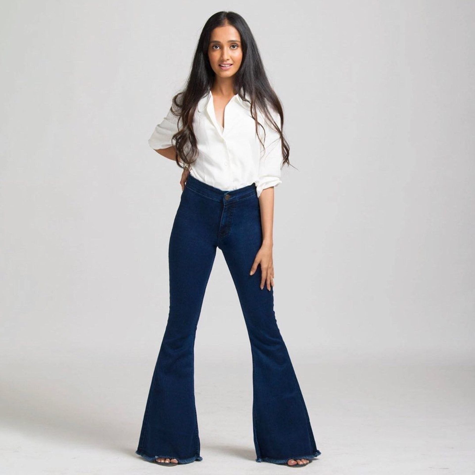 Dark Blue Bell BottomHigh Waist Jeans