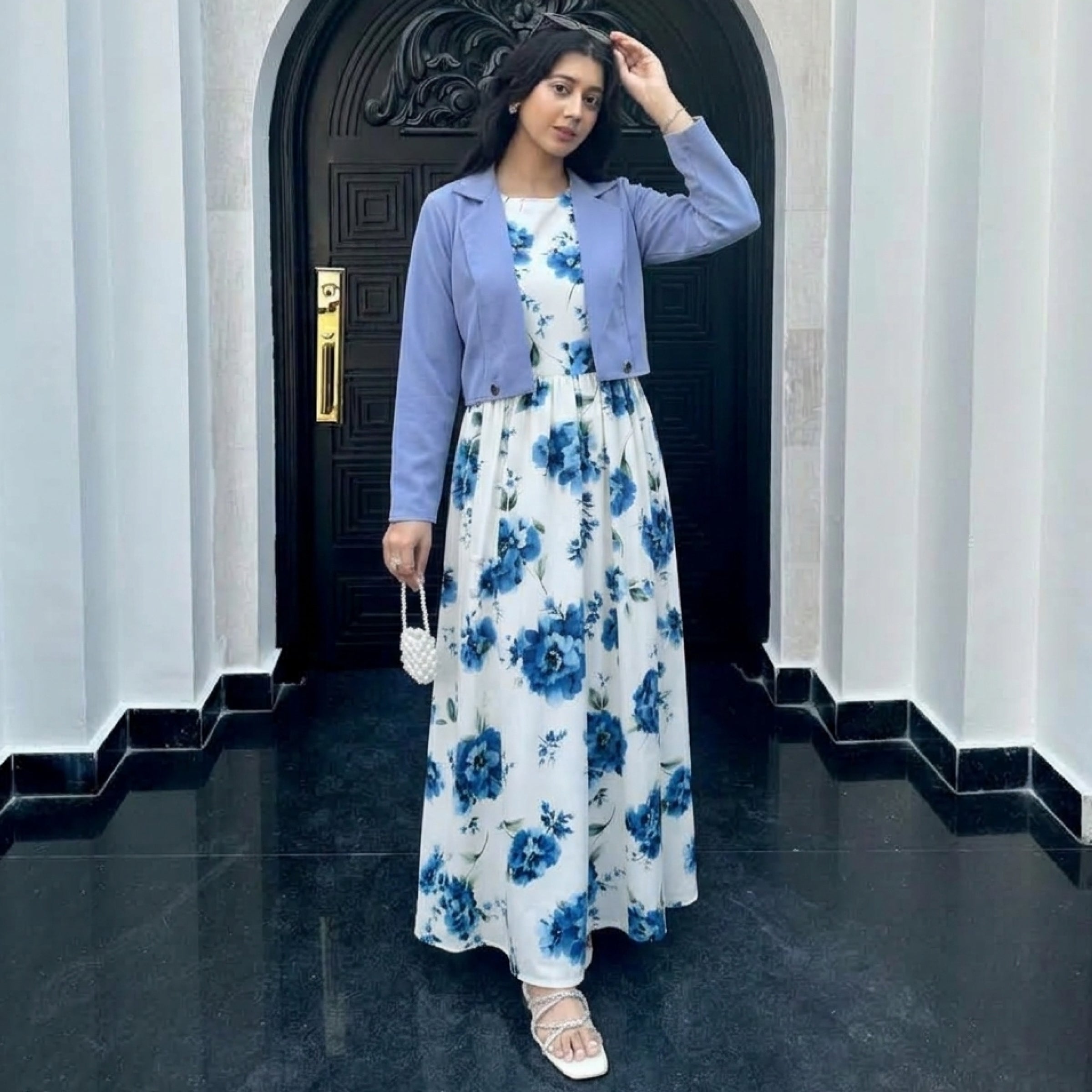 "Eleganza" 2-Piece Maxi Dress with Shrug