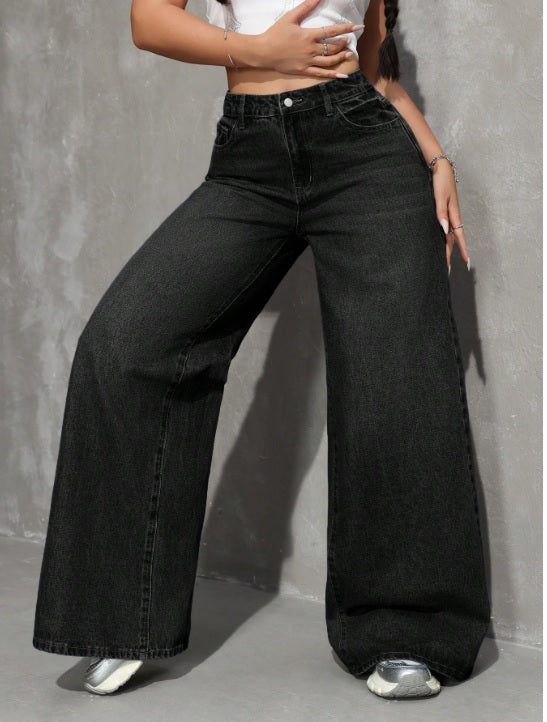 Blackish Blast Wide Leg High Waist Jeans
