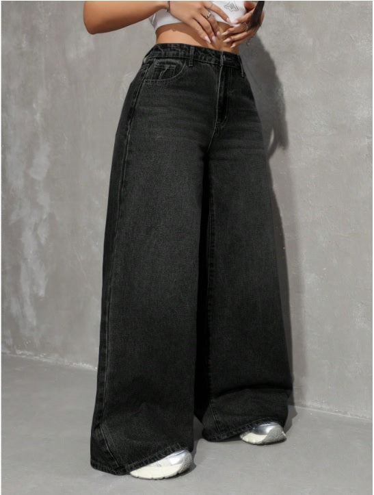 Blackish Blast Wide Leg High Waist Jeans