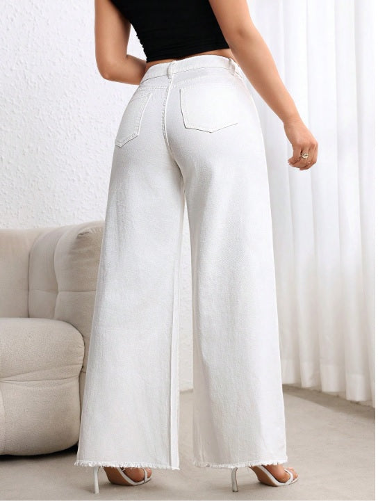White Wide Leg High Waist Jeans