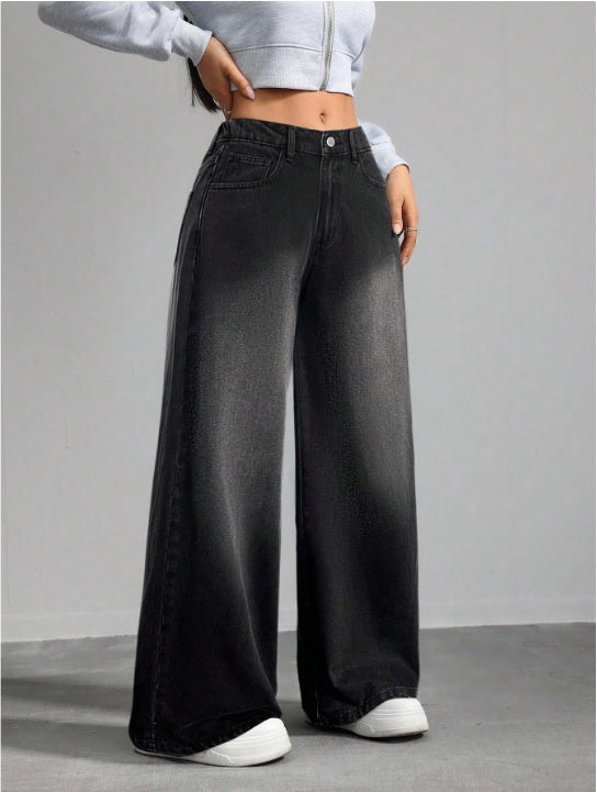 Black Blast Wide Leg High Waist Jeans