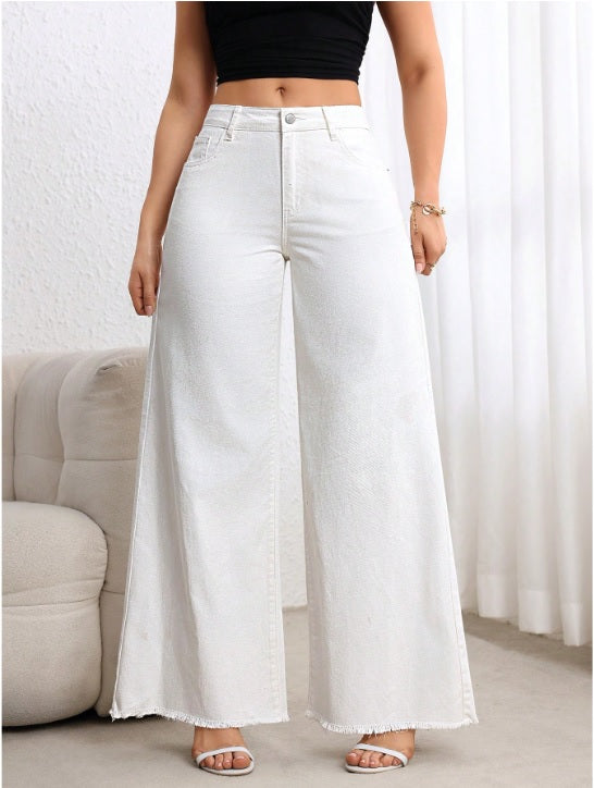 White Wide Leg High Waist Jeans