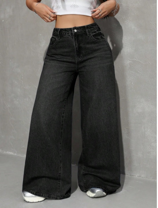 Blackish Blast Wide Leg High Waist Jeans