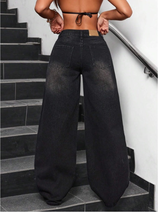 Black Extra Wide Leg Blast High Waist Jeans