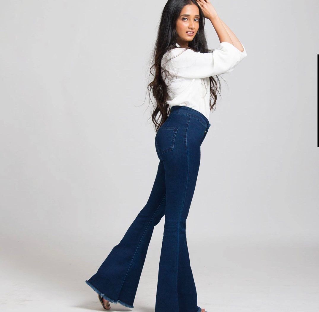 Dark Blue Bell BottomHigh Waist Jeans