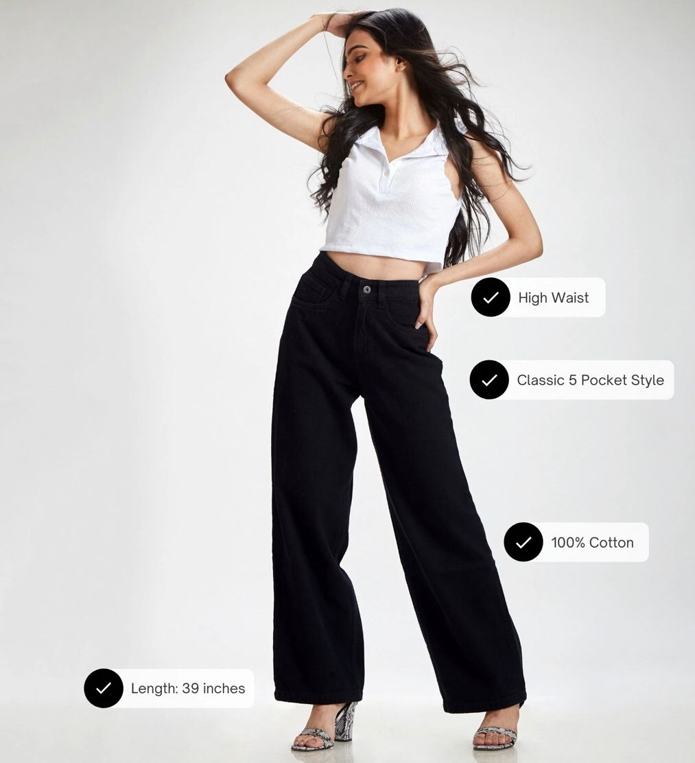 Black Wide Leg High Waist Jeans