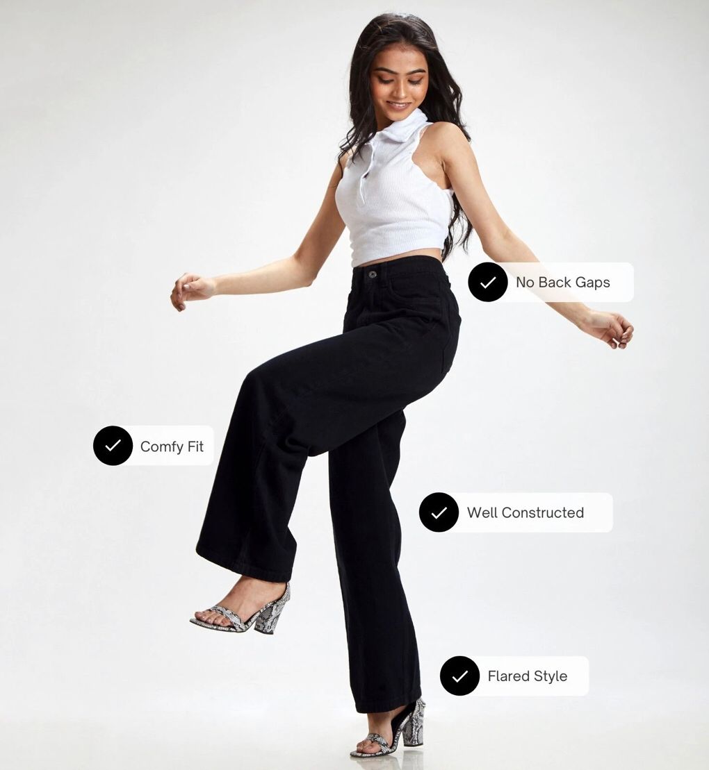 Black Wide Leg High Waist Jeans