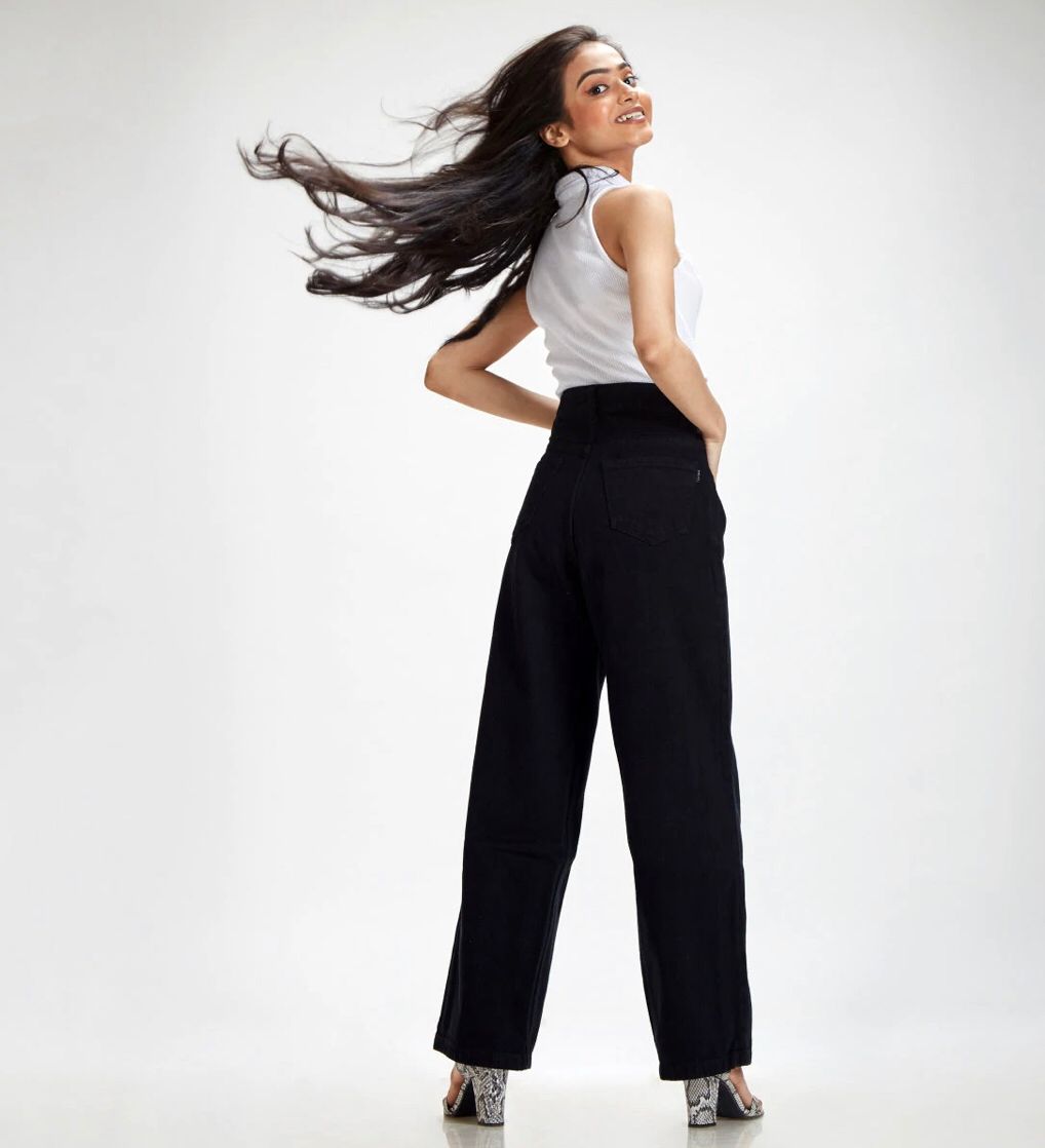Black Wide Leg High Waist Jeans