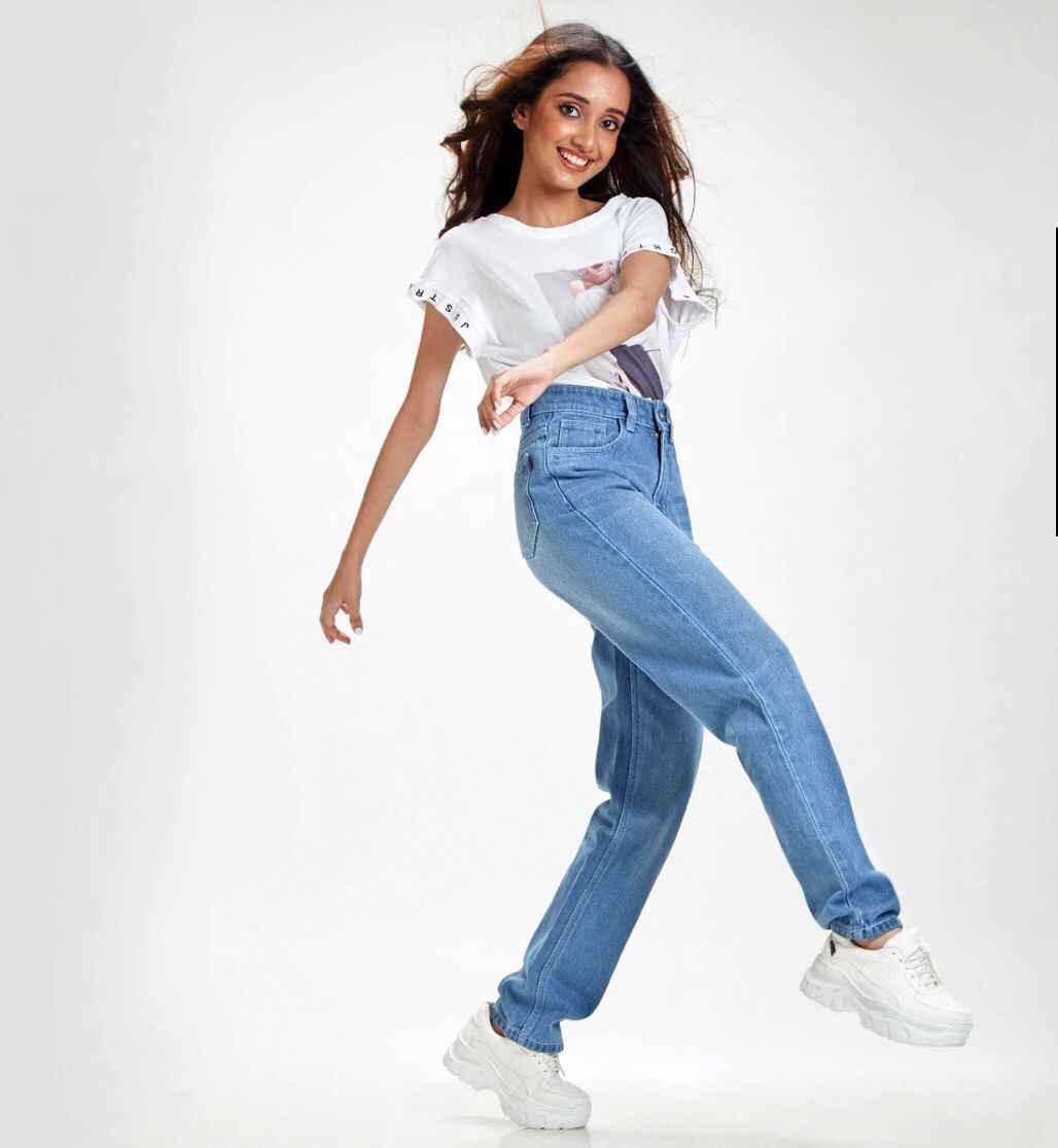 Light Blue Loose Fit High Waist Jeans