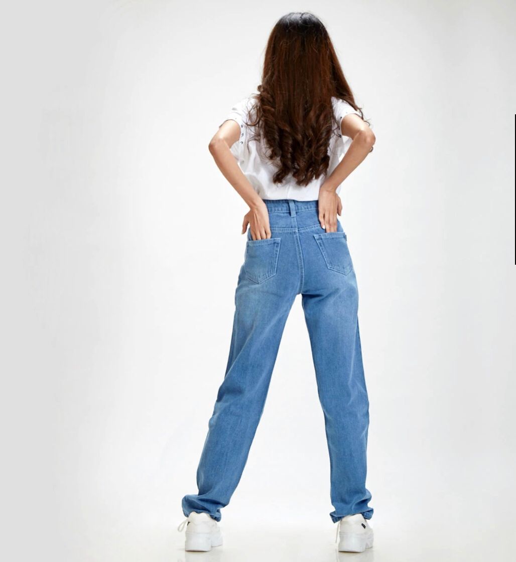 Light Blue Loose Fit High Waist Jeans