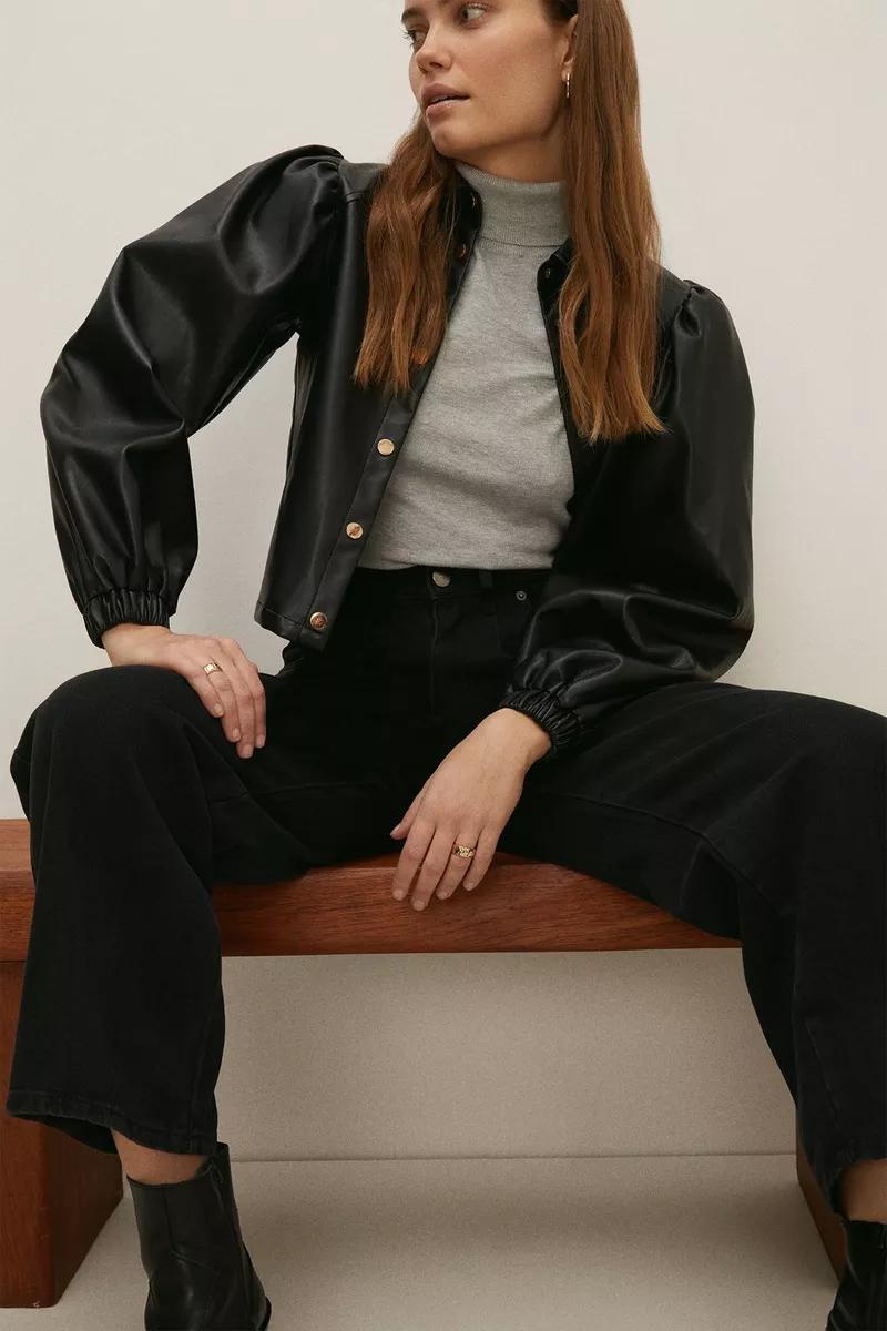 *New Arrival* Short Length Wide Leg Black High Waist Jeans