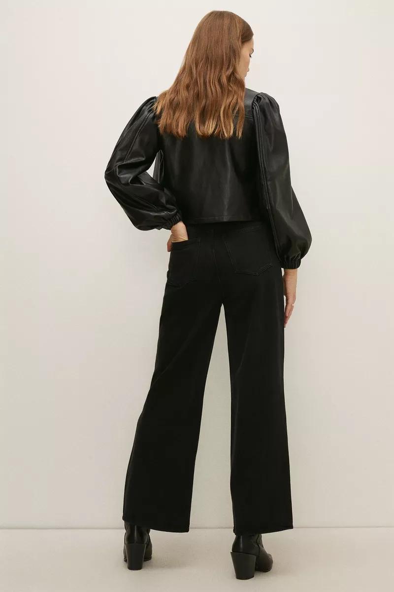 *New Arrival* Short Length Wide Leg Black High Waist Jeans