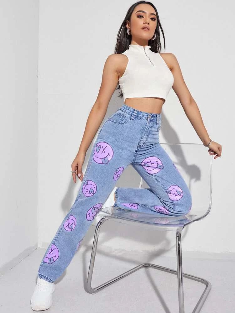 *New Arrival* Annie Printed Wide Leg High Waist Jeans