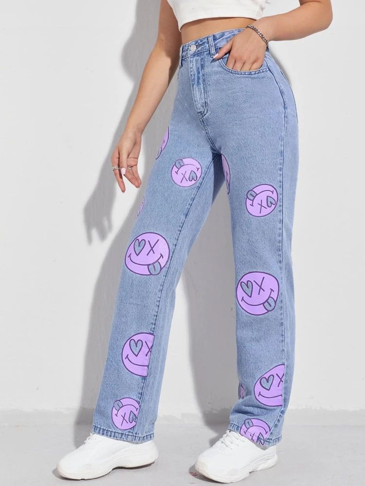 *New Arrival* Annie Printed Wide Leg High Waist Jeans