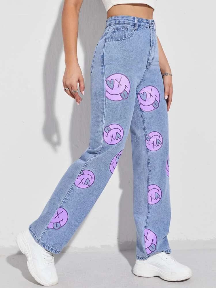 *New Arrival* Annie Printed Wide Leg High Waist Jeans