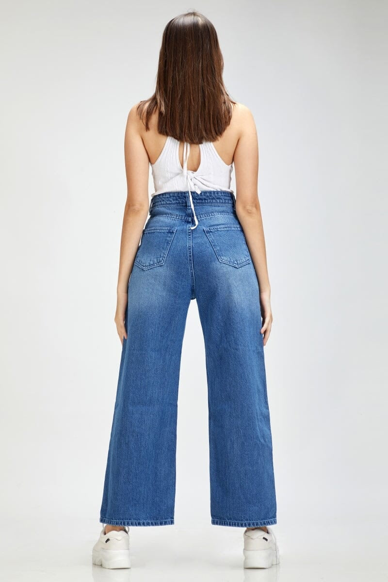 *New Arrival* Mid Blue Wide Leg High Waist Jeans (Copy)