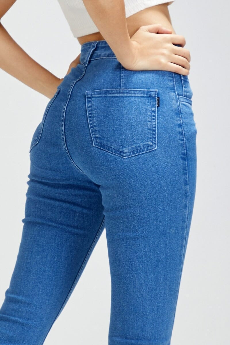 *New Arrival* Blue Bottom Open High Waist Flare Jeans