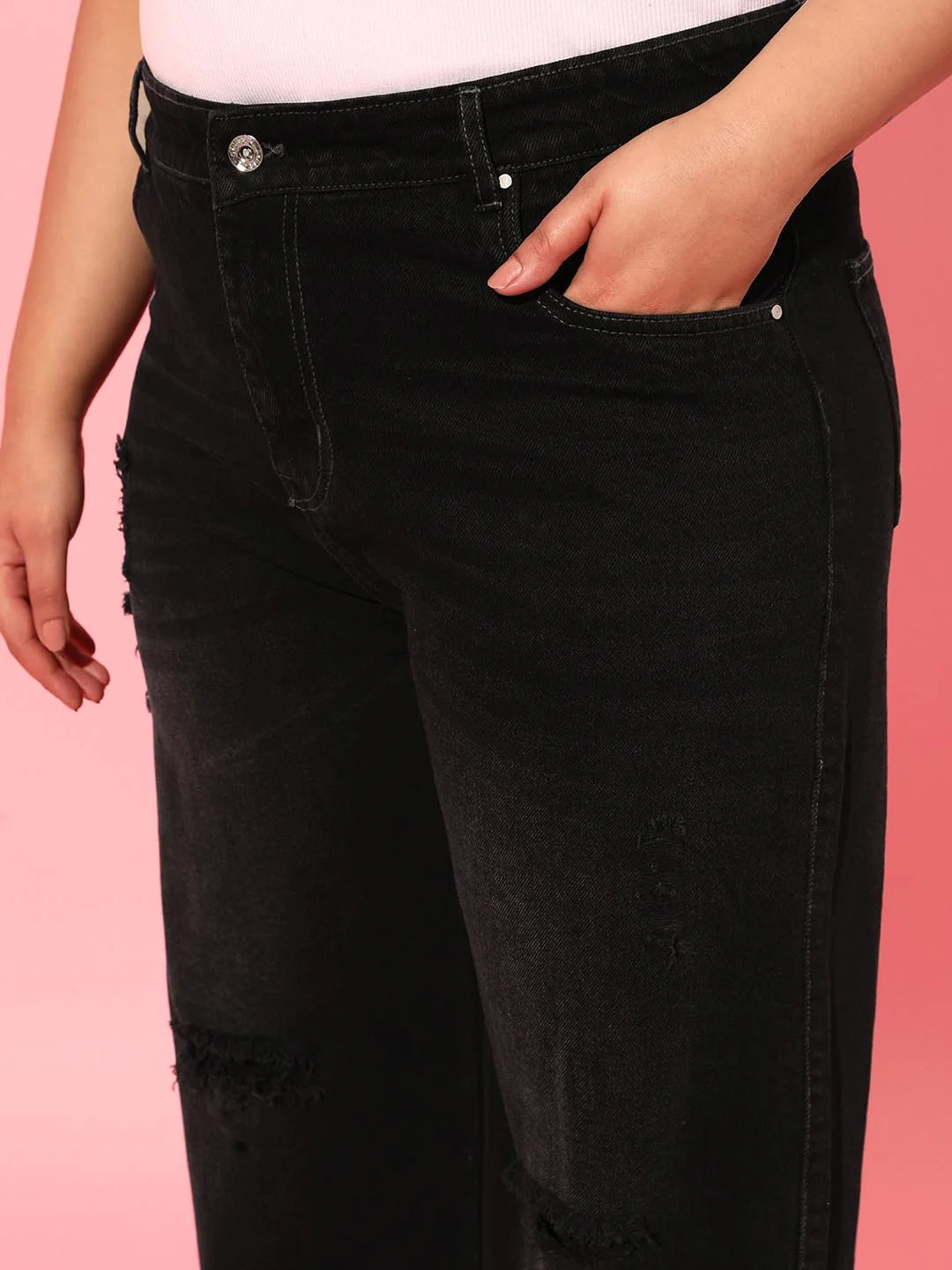 *Be Confident Series* Black Straight Leg High Waist Jeans