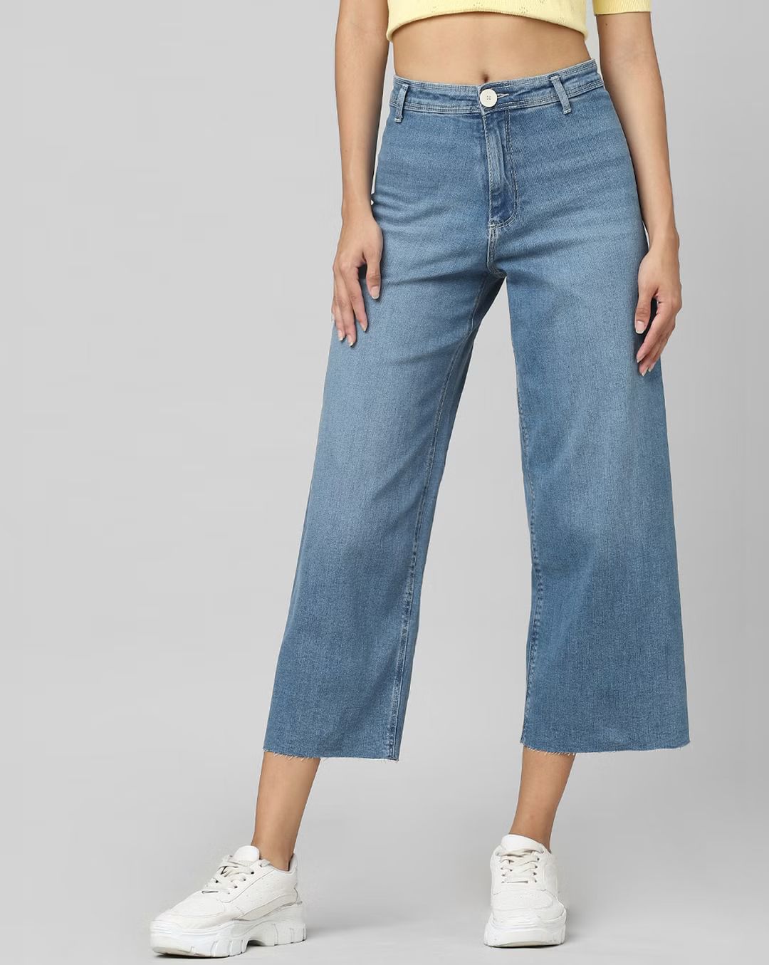 *New Arrival* Short Length Wide Leg Mid Blue  High Waist Jeans