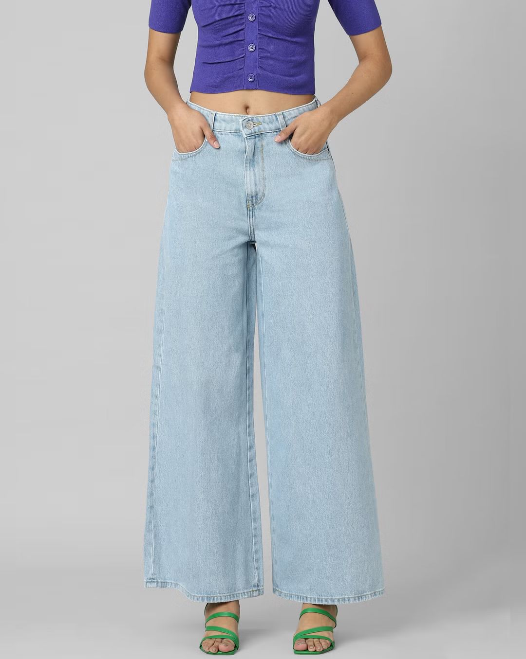 *New Arrival* Retro Sky Blue Wide Leg High Waist Jeans