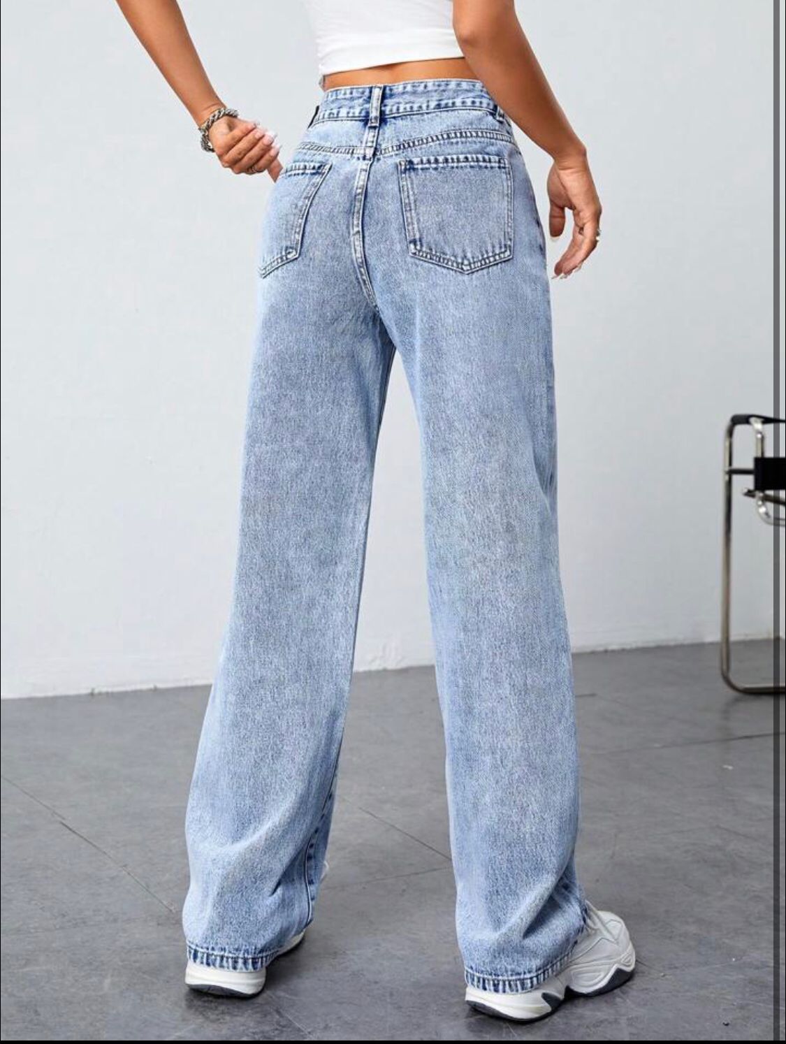 Best Seller Flowers Blue Printed Wide Leg High Waist Jeans