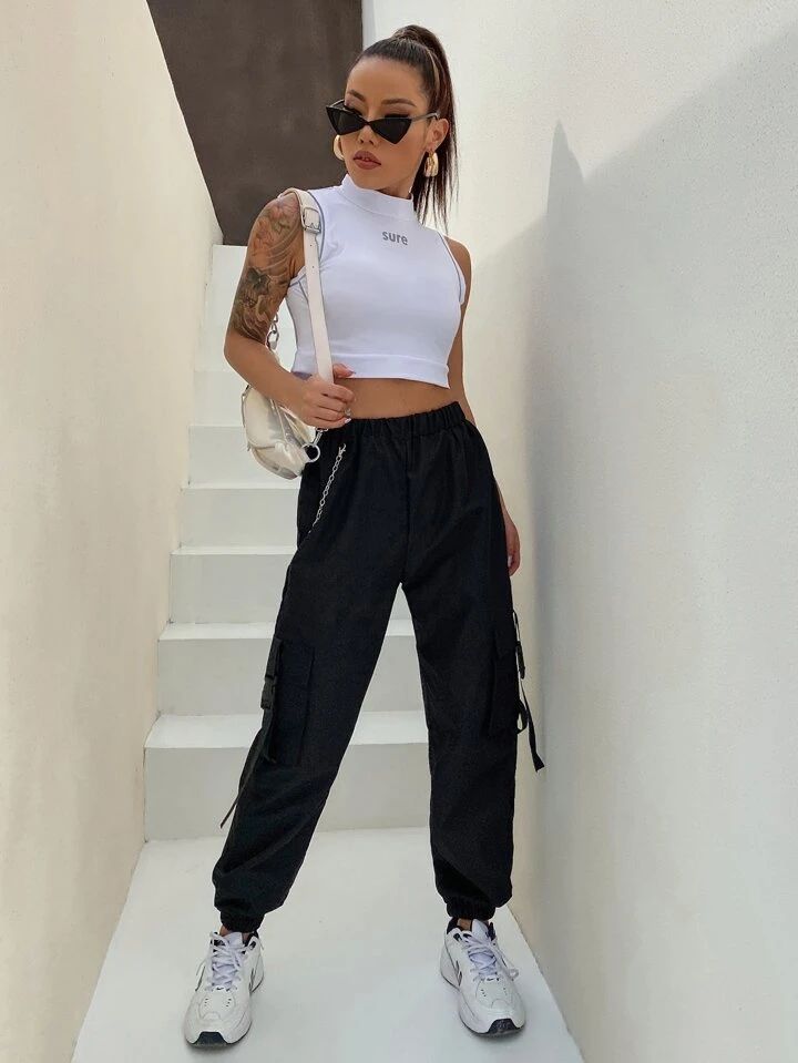 Cotton Flap Pocket Buckle Tape Cargo Trouser