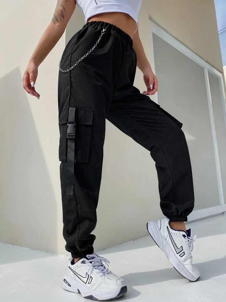 Cotton Flap Pocket Buckle Tape Cargo Trouser