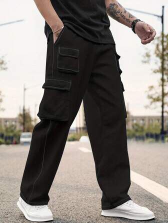 "Bernard" Multipocket Black Cargo Pant