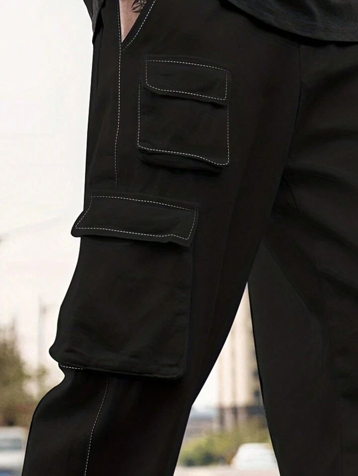 "Bernard" Multipocket Black Cargo Pant