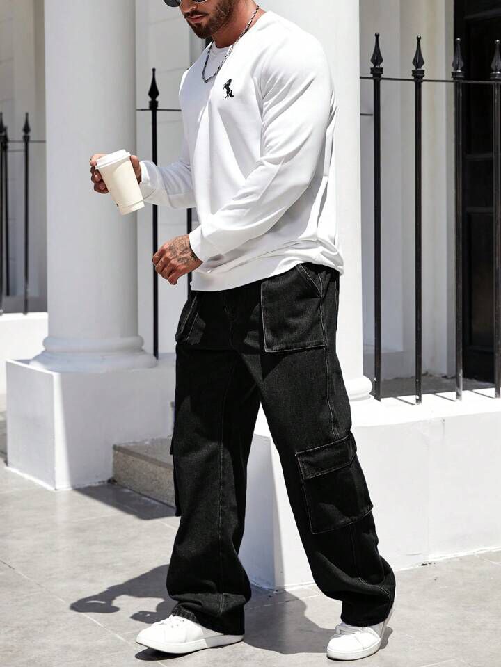 "Gilles" Multipocket Black Cargo Pant