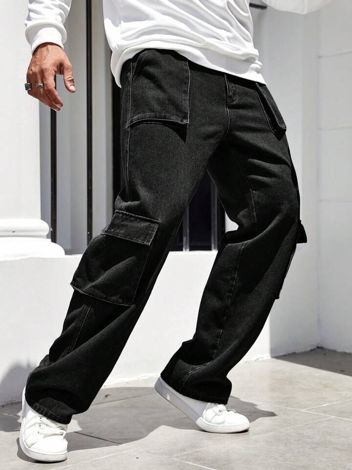"Gilles" Multipocket Black Cargo Pant