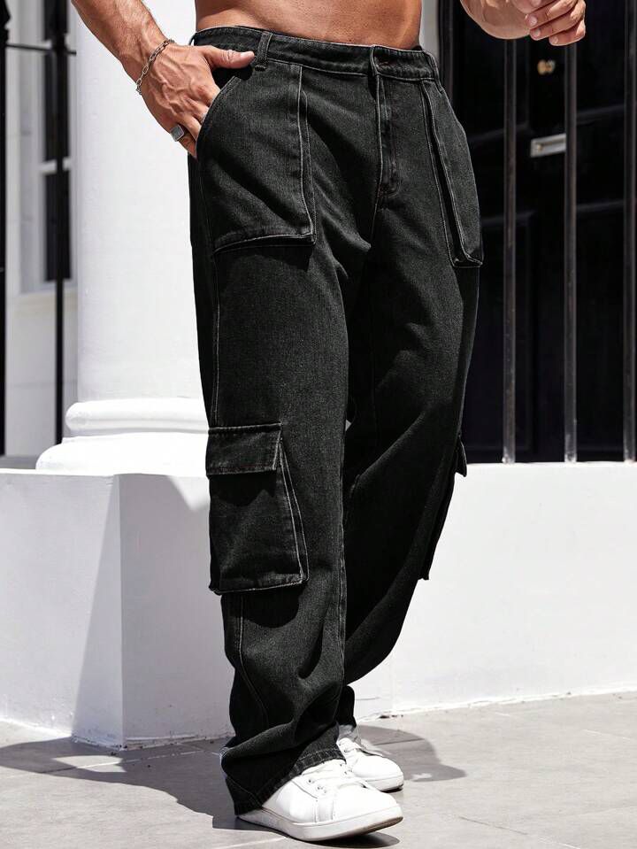 "Gilles" Multipocket Black Cargo Pant