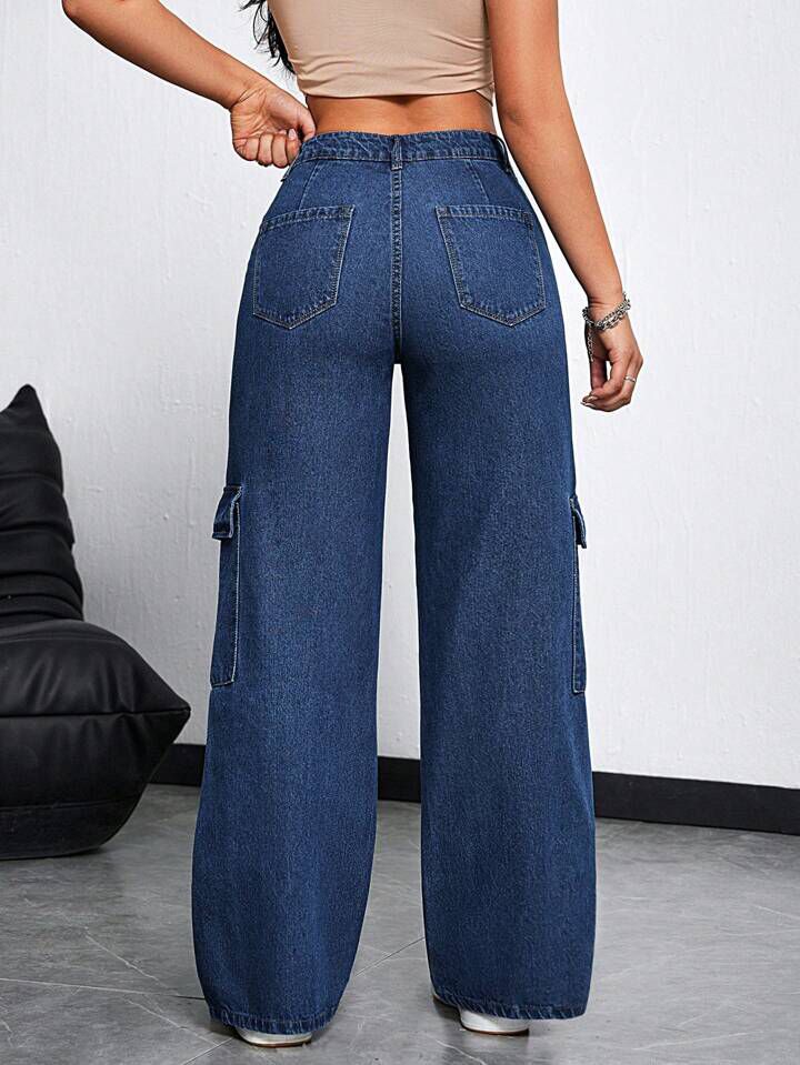 "Lovera" Blue Flap Pocket Cargo Pant