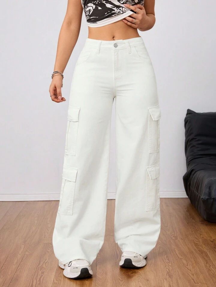 "Nymph" MultiPocket White Cargo Pant