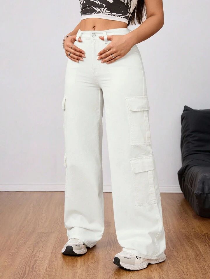 "Nymph" MultiPocket White Cargo Pant