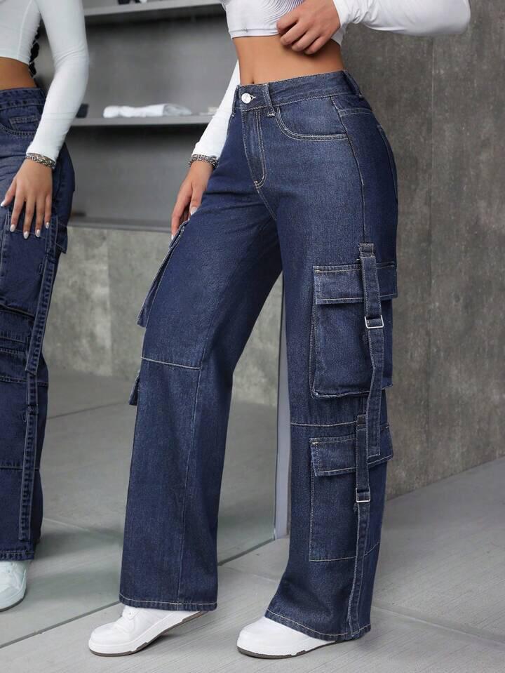"Fayla"Multi-Pocket Stripes Cargo Pant