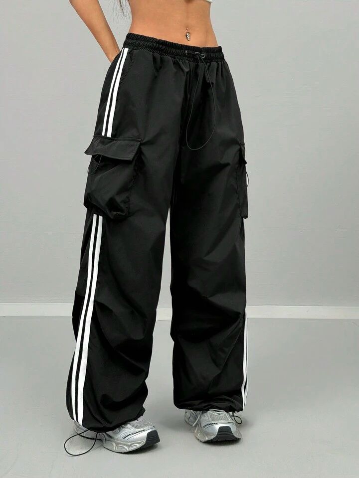 "Femme" MultiPocket Black Cargo Pant